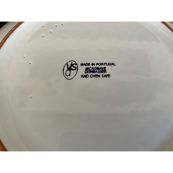 Val Do Sol Large White Serving Bowl 11.5" Terra Cotta Rim Handmade Portugal - Picture 6 of 7